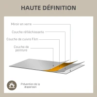 HOMCOM Miroir mural verrière rectangulaire style fenêtre, horizontal ou vertical avec 4 crochets, en métal doré - 90x60 cm(m-6)