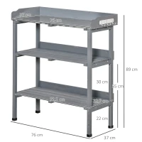 Outsunny Mesa para Plantio Mesa de Jardinagem com Superfície de Trabalho em Metal Madeira Cinza 76 x 37 x 89 cm(m-3)