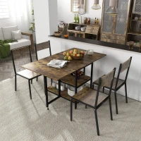 HOMCOM Mesa de jantar dobrável, mesa de jantar dobrável, design industrial, 140 cm x 80 cm x 75 cm, Castanho + Preto(m-6)
