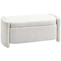 HOMCOM Banco com arrumação, banco de corredor, banco para calçados, estofado, 105 cm x 44 cm x 45,5 cm. Creme/Bege(m-1)