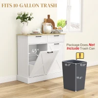 HOMCOM Sideboard with Tilt-out Trash Bin, Farmhouse Kitchen Sideboard with 2 Drawers, Adjustable Shelves, Door Racks, White(m-5)