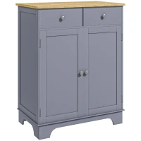 HOMCOM Side Storage Multi-use Sideboard Table Kitchen Floor Cabinet with Solid Wood Top, Adjustable Shelf, Drawer, Grey(m-1)