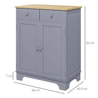 HOMCOM Side Storage Multi-use Sideboard Table Kitchen Floor Cabinet with Solid Wood Top, Adjustable Shelf, Drawer, Grey(m-3)