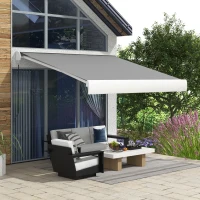 Outsunny Toldo, elétrico/manual extensível, cassete completa, comando à distância, estrutura de alumínio, 3 x 2,5 m, Cinza Claro(m-2)
