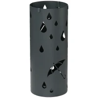 HOMCOM Suporte para guarda-chuvas, Aço, formato de coluna, compartimento inferior removível, Ø17 x 41H cm, Cinza(m-6)