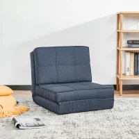 HOMCOM Sofá de Chão Dobrável Poltrona-Cama Cadeira de Chão Reclinável em 5 Posições Sofá-Cama Individual Azul 61 x 73 x 58 cm(m-2)