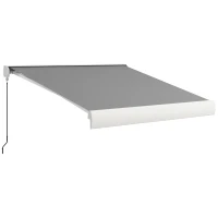 Outsunny Toldo, elétrico/manual extensível, cassete completa, comando à distância, estrutura de alumínio, 3 x 2,5 m, Cinza Claro(m-7)