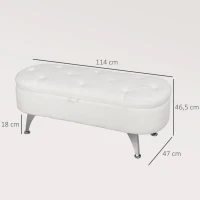 HOMCOM Banco com arrumação, tampa e pernas de metal para sala, quarto, corredor, Branco(m-3)