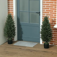 HOMCOM Conjunto de 2 Ciprestes Artificiais, árvores artificiais com 831 folhas, com vaso de cimento, resistentes aos UV, planta artificial, 90 cm, Verde(m-5)
