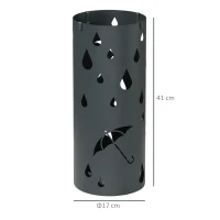 HOMCOM Suporte para guarda-chuvas, Aço, formato de coluna, compartimento inferior removível, Ø17 x 41H cm, Cinza(m-3)