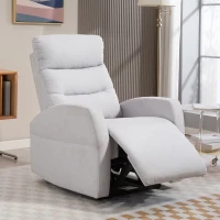 HOMCOM Poltrona Reclinável Ajustável com Apoio para os Pés, Poltrona Estofada Moderna, Cinza Claro(m-5)