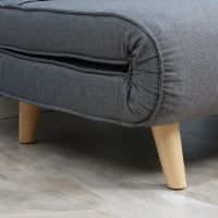 HOMCOM Sofá individual Poltrona-cama Sofá-cama dobrável Encosto ajustável Reclinável Nórdico escandinavo Espuma 25D Casa Imitação de linho Madeira de seringueira Cinza 94 x 78 x 80 cm(m-5)