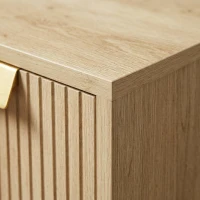 HOMCOM Modern Floating Nightstands Set of 2, Wall Mounted Bedside Tables with Wave Drawer Oak(m-13)