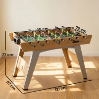SPORTNOW 4ft Table Football, Foosball Game Table with 22 Players, 2 Balls and Manual Scorers for Family, Natural Wood Finish(m-3)