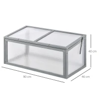 Outsunny Cama Fria em Madeira e Policarbonato 90 x 46 x 40 cm Estufa com Cobertura, Resistente às Intempéries, para Jardim, Cinza(m-3)
