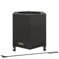 Outsunny Taça de Fogo Lareira Feuertonne Gancho 45x38,8x46,5 cm Prata e Preto(m-1)