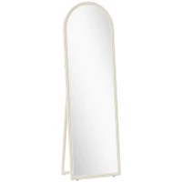 HOMCOM Espelho de corpo inteiro, 50 x 160 cm, autoportante, montagem na parede, moldura em arco, branco(m-1)