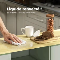 HOMCOM Desserte de cuisine à roulettes, îlot central cuisine avec tiroir, porte, compartiments ouverts et porte-épices, vert(m-8)