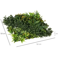 Outsunny 12 peças Parede de plantas artificial 50 x 50 cm Proteção UV Tela de privacidade Design multifolhas para decoração exterior de jardim(m-3)