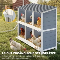 PawHut Legenest für Hühner, erhöhtes Hühnernest aus Holz mit 6 Fächer, 2 Sitzstangen für Kleintierstall 102 x 50 x 91 cm, Grau(m-6)