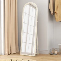 HOMCOM Espelho de corpo inteiro, 50 x 160 cm, autoportante, montagem na parede, moldura em arco, branco(m-5)