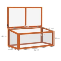 Outsunny Cama fria em madeira e policarbonato Estufa 90 x 46 x 40 cm Caixa de cultivo resistente às intempéries para jardim Laranja(m-3)