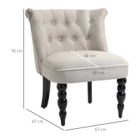 HOMCOM Poltrona Sala de Estar Poltrona Lounge Vintage Poltrona Relax com Pés de Madeira Poltrona de Leitura com Aparência de Linho, Poltrona Estofada para Quarto Bege(m-3)