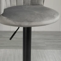 HOMCOM Conjunto de 2 banquetas de bar giratórias com encosto Toque em veludo Banqueta bistrô com altura ajustável Sem braços Espuma Cinza 54 x 56 x 91-111 cm(m-4)