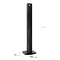 HOMCOM Ventilador de Torre com Controlo Remoto 45 W 70° Oscilação Ventilador de Coluna com Difusor de Aroma Função Temporizador 3 Níveis de Ventilação Preto(m-3)