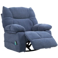 HOMCOM Poltrona de massagem com aquecimento & função reclinável, giratória, até 150 kg, estrutura metálica, 98x90x98cm, Azul(m-7)