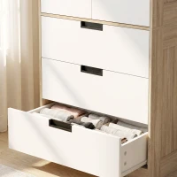 HOMCOM Modern Clothes Storage Cupboard Unit, 3 Drawer 2 Door Wardrobe with Hanging Rod, Oak(m-10)