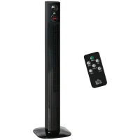 HOMCOM Ventilador de Torre com Controlo Remoto 45 W 70° Oscilação Ventilador de Coluna com Difusor de Aroma Função Temporizador 3 Níveis de Ventilação Preto(m-1)