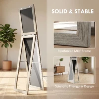 HOMCOM Full Length Mirror, 37 x 157 cm, Hanging or Freestanding, Rectangular Full Body Mirror for Living Room, Bedroom, Grey(m-7)