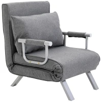 HOMCOM Poltrona Relax Poltrona Reclinável, Função de Espreguiçadeira, Cama para Hóspedes, 65 cm x 69 cm x 80 cm, Cinza(m-1)