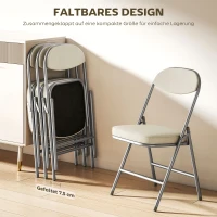 HOMCOM 4er-Set gepolsterte Klappstühle, Faltbare Stühle mit Cordbezug, Rückenlehne, Metallrahmen, Cremeweiß(m-5)