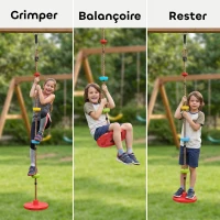 AIYAPLAY Corde d'escalade Balancoire 1,9 m, Balançoire Disque pour Enfants avec Plateforme, Sangle et Mousqueton, Rouge(m-4)