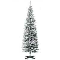 HOMCOM Árvore de Natal artificial, 210 cm, galhos de PVC com neve, dobrável, suporte metálico, Verde/Branco