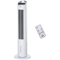 HOMCOM Ventilador de torre com refrigeração por água e controle remoto 60 W 20 m² 30 cm x 30 cm x 100,8 cm 3 modos Branco(m-7)