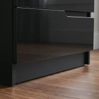 HOMCOM Chest of Four High Gloss Front Drawers - Black(m-11)