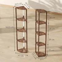 HOMCOM LED vloerlamp met planken, 5-laags dimbaar, moderne vloerlamp met 3 helderheidsstanden en voetschakelaar, rustiek bruin(m-3)