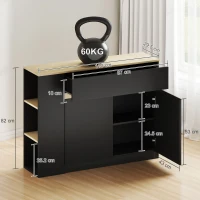HOMCOM Kitchen Island, Storage Cabinet with Adjustable Shelf, 2 Drawers, 3 Open Shelves, Black(m-3)