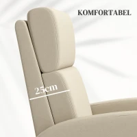 HOMCOM Relaxfauteuil Televisiefauteuil, Uitklapbare Voetsteun, Kantelbaar tot 160°, 64 x 86 x 102 cm, Crème(m-6)