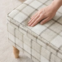 HOMCOM Linen Fabric Upholstered Footstool, Rectangular Storage Stool with Removable Top, Padded Seat and Hidden Space, Brown(m-9)