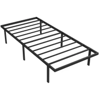 HOMCOM Bedframe met Opbergruimte, Metalen Frame, zonder lattenbodem, 90 x 200 cm(m-1)