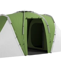 Outsunny Large Camping Tent Tunnel Tent with 2 Bedroom and Living Area, 2000mm Waterproof, Portable with Bag for 4-6 Man, Green(m-11)
