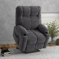 HOMCOM Poltrona para seniores com auxílio para levantar, função de reclinação, incl. controlo remoto, 144 cm x 91 cm x 88 cm, cinzento escuro(m-6)