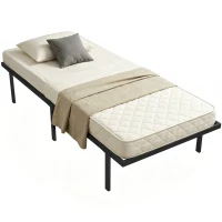 HOMCOM Bedframe met Opbergruimte, Metalen Frame, zonder lattenbodem, 90 x 200 cm(m-14)