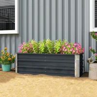 Outsunny Hochbeet aus Stahl Gartenbeet Pflanzkasten Blumenkasten Blumenkübel mit Handschuhe Kohlegrau 125 x 47 x 44 cm(m-10)