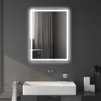 HOMCOM Espelho de banho espelho para banheiro espelho de parede com LED. Interruptor touch, função antiembaço, 60 x 80 x 4 cm, Branco(m-6)