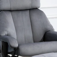 HOMCOM Poltrona Relax com Pufe, Poltrona giratória para TV com Massagem Vibratória, Função Reclinável, Cadeira de Massagem com Bolso Lateral, Poltrona Reclinável com Acabamento Aveludado para Sala de Estar Cinza(m-5)